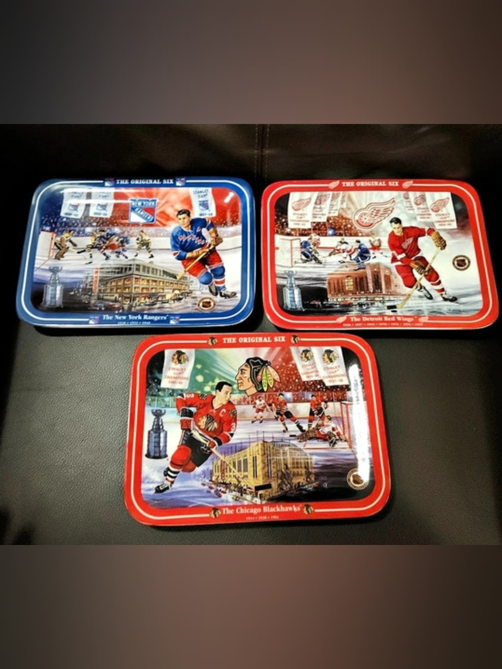 NHL The Original Six Hockey Plate Set Of 3, New York,  Chicago,  Detroit!!